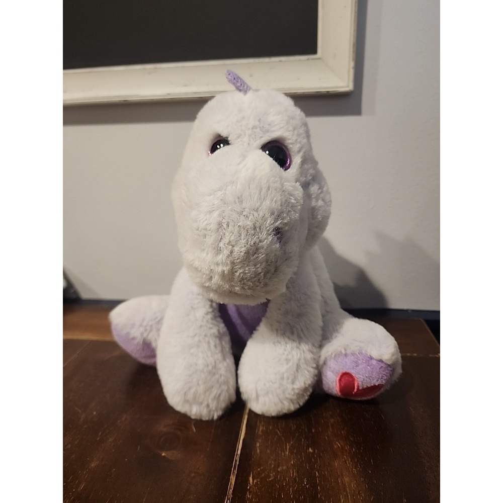 Walmart Purple Dino Dinosaur Stuffed Animal Plush Heart On Foot Super‎ Soft